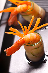 Image showing colorful  prawn shrimps appetizer snack