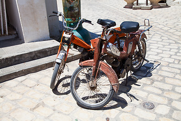 Image showing Two old fashioned moped in Djerba - Tunisia