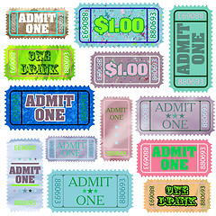 Image showing Set of ticket admit one. EPS 8