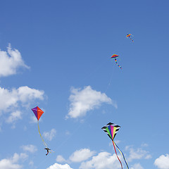 Image showing Kites Flying together