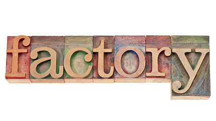 Image showing factory word in wood type