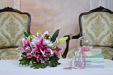 Image showing Books, Flowers, and Pearls