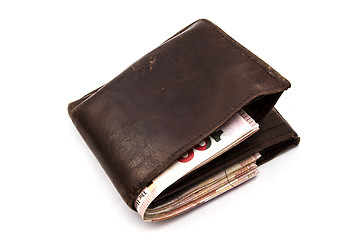 Image showing Brown wallet with HK Dollars 