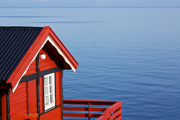 Image showing Fishing hut by sea