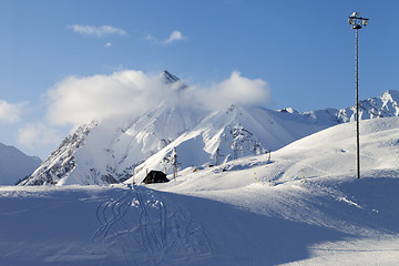 Image showing Snow skiing piste