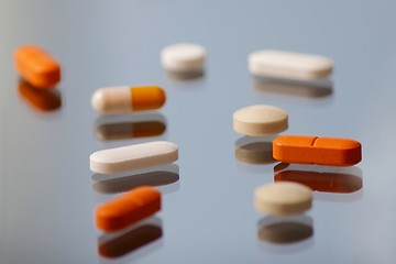 Image showing Pills on a glass plate