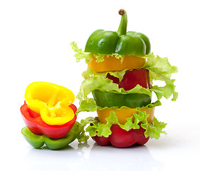 Image showing Mixed Bell Pepper with Lettuce