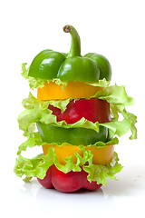 Image showing Mixed Bell Pepper with Lettuce