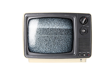 Image showing Retro TV set with static