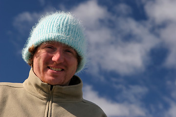 Image showing Man wearing a woollen hat