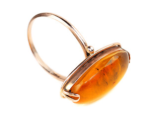 Image showing gold ring with amber