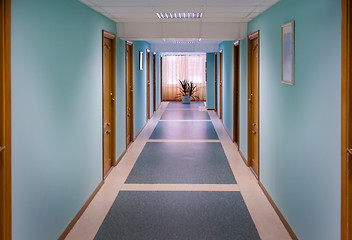 Image showing The corridor with blue walls