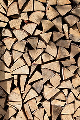 Image showing pile of birch firewood