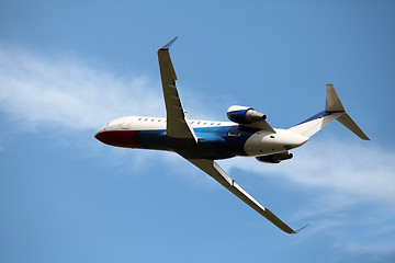 Image showing airplane in the blue sky