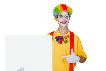 Image showing Clown with white billboard