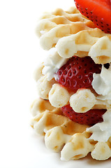 Image showing Waffles with Strawberries
