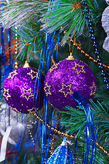 Image showing Christmas Tree Decorated with Bright Toys