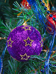 Image showing Christmas Tree Decorated with Bright Toys