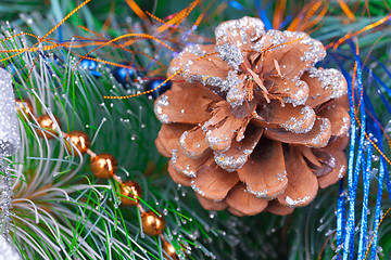 Image showing Christmas Tree Decorated with Bright Tinsel