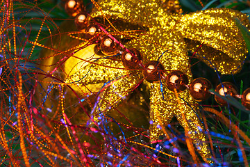 Image showing Christmas Tree Decorated with Bright Tinsel