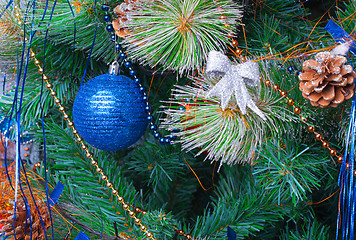 Image showing Christmas Tree Decorated with Bright Toys