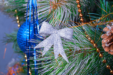 Image showing Christmas Tree Decorated with Bright Toys