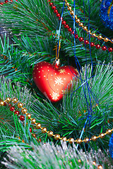 Image showing Christmas Tree Decorated with Bright Toys