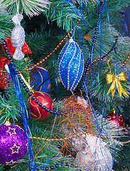 Image showing Christmas Tree Decorated with Bright Toys