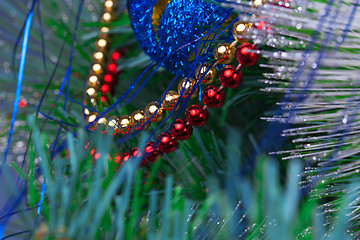 Image showing Christmas Tree Decorated with Bright Tinsel