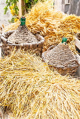 Image showing Autumn harvest demijohn wicker