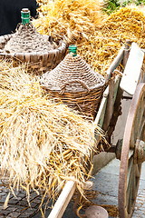 Image showing Autumn wooden cart