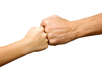 Image showing big hand and little hand as fists together