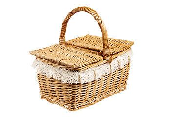 Image showing Picnic basket, isolated on white 