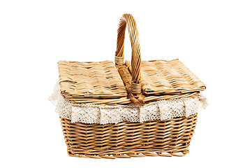 Image showing Picnic basket, isolated on white 