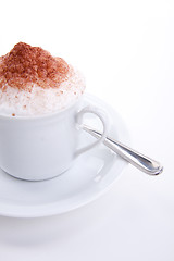 Image showing fresh capuccino with chocolate and milk foam isolated