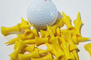 Image showing golf ball and tees