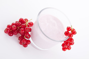 Image showing fresh tasty currant yoghurt shake dessert isolated