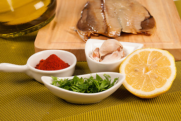 Image showing Marinating fish