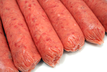 Image showing Beef sausages, raw