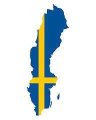 Image showing Map and flag of Sweden