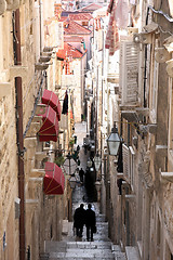 Image showing Narrow street in old city Dubrovnik, Croatia