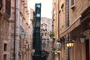 Image showing Narrow street in old city Dubrovnik, Croatia