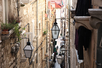 Image showing Narrow street in old city Dubrovnik, Croatia