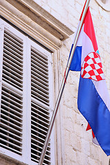 Image showing National flag of Croatia on the wall in Dubrovnik