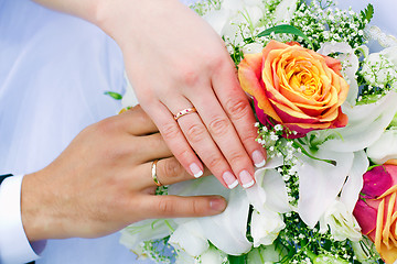 Image showing hands of the newlyweds