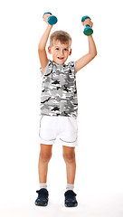 Image showing  Boy with dumbbells