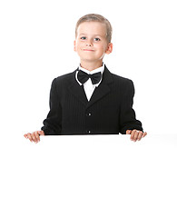 Image showing Boy holding a banner