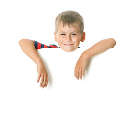 Image showing Boy holding a banner