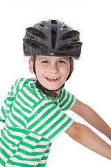 Image showing Boy bicyclist with helmet