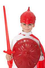 Image showing Young Boy Dressed Like a knight 